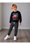 Boy's Car Printed Striped Pants Long Sleeve Top and Bottom Set - 2