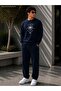 Men's Explore More Mountain Printed Crew Neck Regular Fit Men's Tracksuit Set /Straight Leg Bottom