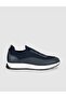 Genuine Leather Knitwear Navy Blue Men's Sneaker Shoes