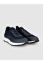 Genuine Leather Knitwear Navy Blue Men's Sneaker Shoes - 3