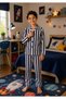 Boy's Striped Cotton Long Sleeve Buttoned Pajama Set - 3
