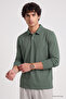 Light Green Comfortable Fit Basic Men's Polo Collar T-Shirt - 88512 - 4
