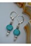 Turquoise and Freshwater Pearl Earrings - Multicolor - - 3