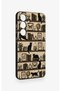 Samsung S25 Compatible Vintage Black Cat Patterned Silicone Case - 3