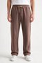 Men's Brown 3 Thread Rastered Sweatpants with Flat Legs, Comfortable Cut, Elastic Waistband and Pockets