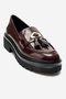 Marsy Burgundy Patent Leather Genuine Leather Tasseled Women's Loafer Shoes - 5