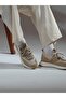 Sage Model Genuine Leather Handmade Beige Knitwear Sneaker Shoes