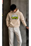 Men's Good Vibes Graffiti Printed Hooded Kangaroo Pocket Regular Fit Men's Sweatshirt