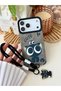 iPhone 17 Promax Compatible Flexible Silicone Case with Plated Charm Cat Design and Toy - 3