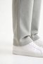 Men's Stone Color 3-Thread Rastered Sweatpants with Straight Legs, Relaxed Fit, Elastic Waistband and Pockets - 8