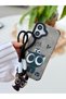 iPhone 16 Compatible Plated Charm Cat Design Flexible Silicone Case with Toy - 2