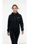 Women's Sweatshirt Black Hooded Zippered Pocket Cotton Comfortable Cut Casual Model Wnj3633-Bk - 3