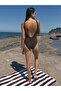 Round Neck Swimsuit Brown - 2