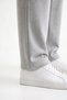 Men's Gray 3 Thread Ribbed Sweatpants with Straight Legs, Comfortable Cut, Elastic Waist and Pockets - 7