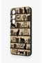 Samsung A55 Compatible Vintage Black Cat Patterned Silicone Case - 4