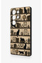 Samsung S25 Ultra Compatible Vintage Black Cat Patterned Silicone Case - 4