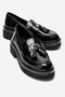 Marsy Black Patent Leather Genuine Leather Tasseled Women's Loafer Shoes