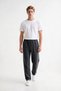 Men's Smoked 3 Thread Ribbed Sweatpants with Flat Legs, Comfortable Cut, Elastic Waistband and Pockets - 8