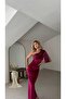 Satin Bow Skirt Slit Velvet Women's Silvera Dress - 7