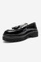 Marsy Black Patent Leather Genuine Leather Tasseled Women's Loafer Shoes - 8