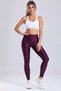 Women's Burgundy Disco Leggings High Waist Gathering Shiny Stretchy Sports and Casual Leggings - 3