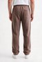 Men's Brown 3 Thread Rastered Sweatpants with Flat Legs, Comfortable Cut, Elastic Waistband and Pockets - 6