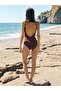 V-Neck Swimsuit Brown - 2