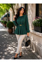 Timeless Elegance Women's Belt Buckle Waist Cinched Long Sleeve Flounce Crepe Blouse - 2
