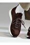 Sage Model Genuine Leather Handmade Brown Knitwear Sneaker Shoes - 3