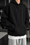 Men's Oversized Hooded Sweatshirt with Front Stitching Detail - 3