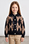 Glittery Baklava Patterned Bowknot Buttoned Girls' Cardigan - 2