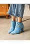 Layla Baby Blue Suede Leather Detail 7 cm Heel Boots Bottie - 2