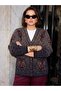 Karyağdi Rose Patterned Steel Knitted Tricot Women's Jacket