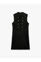 Slim Fit Viscose Sleeveless High Neck Metal Button Detailed Mini Dress - 5