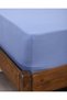 Blue Colored 100% Cotton Combed Elastic Bed Sheet 30-35 cm High Edge (Single - Double - King and King Size) - 4
