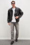 Zippered Stand Collar Faux Leather Coat - 3