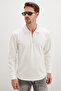 Printed Half-Zip Polo Collar Sweatshirt - 6