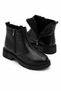 Women's Black Fur-Lined Waterproof Stitched Rubber Non-Slip Sole Guaranteed Winter Casual Boots