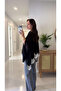 Yodet Black Lace Detailed Transparent Cape Knitwear - 3