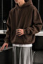 Men's Oversized Hooded Sweatshirt with Front Stitching Detail - 2