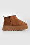 Women's Thick Sole Fur Lined Ankle Boots Tefis Light Brown Suede - 4