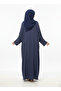 Midnight Navy Tailored Abaya | Rizqé Luxury Beaded Border Wrap with Classic Straight Sleeves - 3