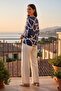 Women's Knitted Long Sleeve V-Neck T-Shirt - 3