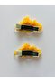 Pack of 2 Yellow Colored Moving Star Sequin Girl's Cloud Shaped Crocodile Tooth Buckle - 3