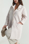 Women's Boucle Fabric Buttoned Pocketed Double-Breasted Collar Long Jacket - 3