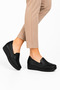 Tegy bone protruding genuine leather women's shoes black skin - 5