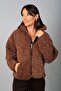 Women's Stand Collar Zippered Pocket Plush Jacket - 3