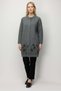 Women's Stand Collar Felt Floral Embroidered Long Wool Coat Smoked