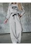 Women's Long Sleeve Nope Printed Ribbed Waist Double Suit - 4