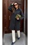 Patterned Steel Knitted Long Knitwear Women's Coat